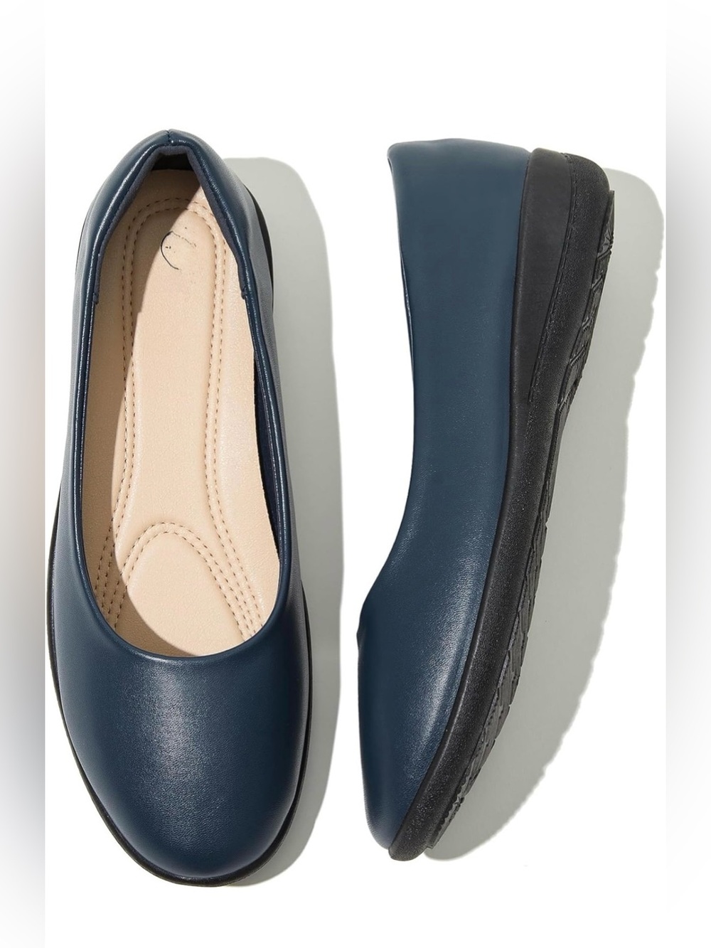 Women's Navy Ballet Flats - Picture 4 of 9